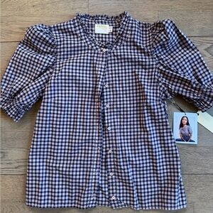 NWT Nation LTD Blue and Pink Checkered Blouse - Size S
